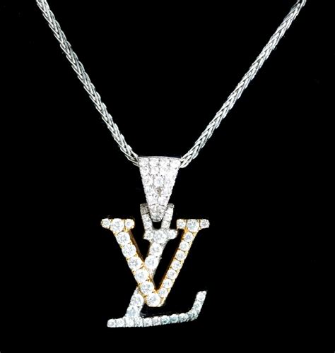 louis vuitton white gold necklace|14k Louis Vuitton necklace.